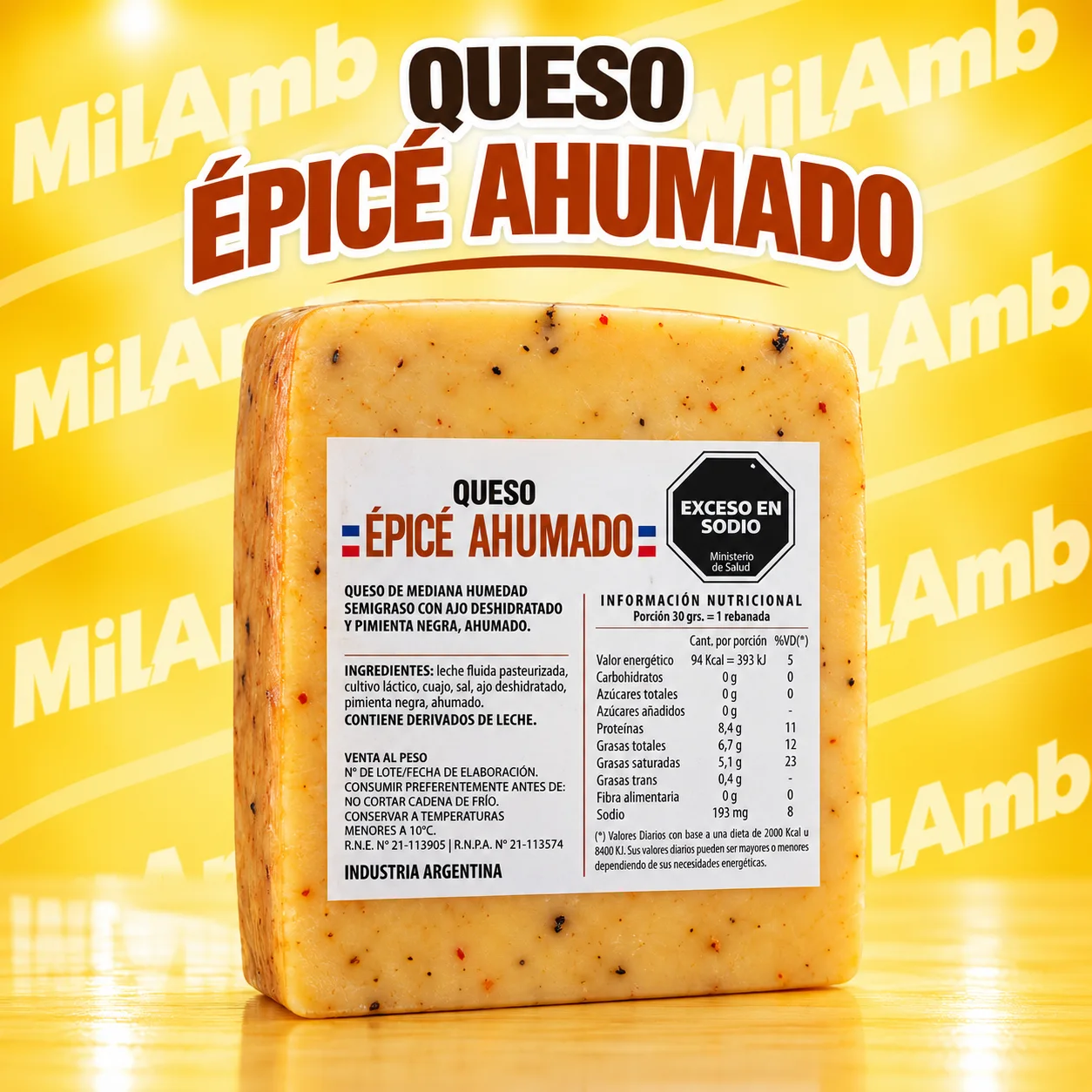 Queso Epice Ahumado (Ajo deshidratado y Pimienta Negra)